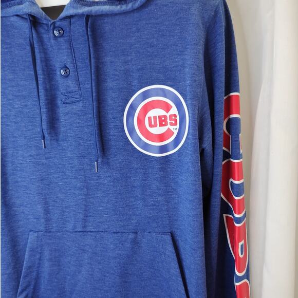 MLB True Fan Chicago Cubs Hooded Henley w/ Pocket, Small, NWT - Picture 2 of 9